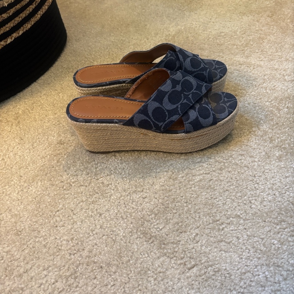 Coach Navy Blue Wedges - Picture 1 of 4